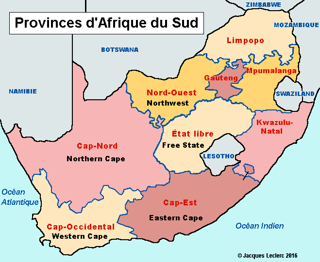 Afrique sud map prov
