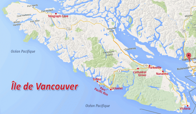 Carte Île de Vancouver